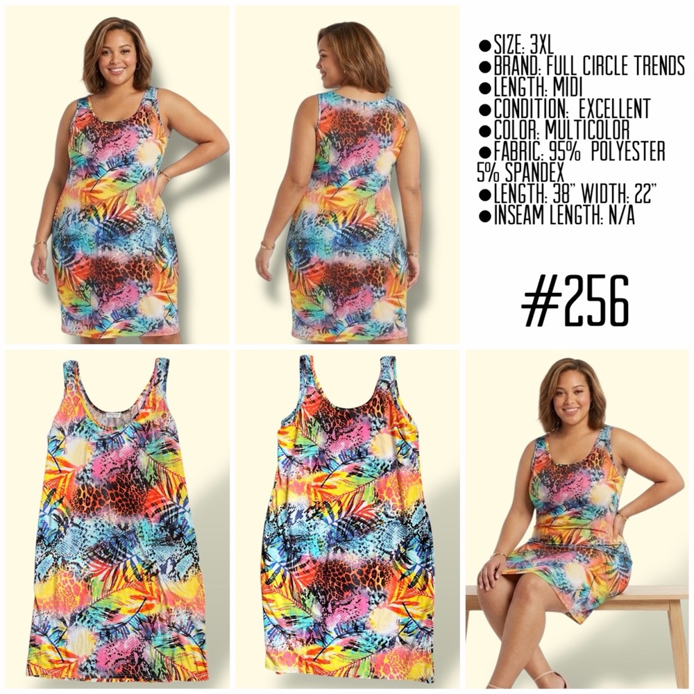 Plus-Size Multicolor Tropical Print Swim One-Piece Cover Dress - Picture 6 of 6